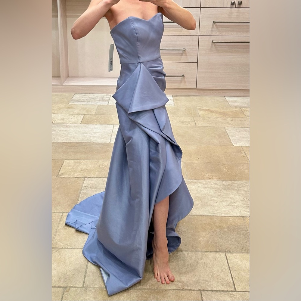 Badgley Mischka periwinkle strapless gown
